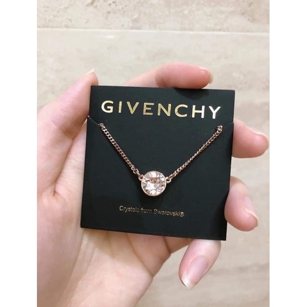 [滿額免運] 美國Givenchy 施華洛世奇單鑽玫瑰金項鍊