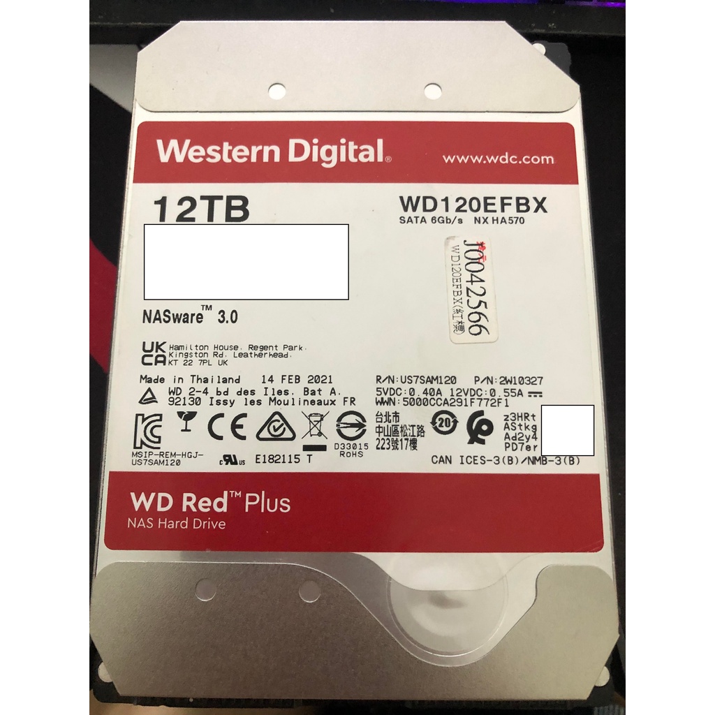 WD 紅標 PLUS 12TB NAS 專用 3.5吋 SATA硬碟(WD120EFBX)#10TB#14TB#16TB