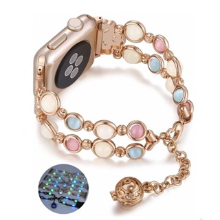 夜光瑪瑙珠寶 適用 Apple Watch 8 7 6 5 SE 8代 41mm 45mm S8 金屬錶帶 蘋果錶帶