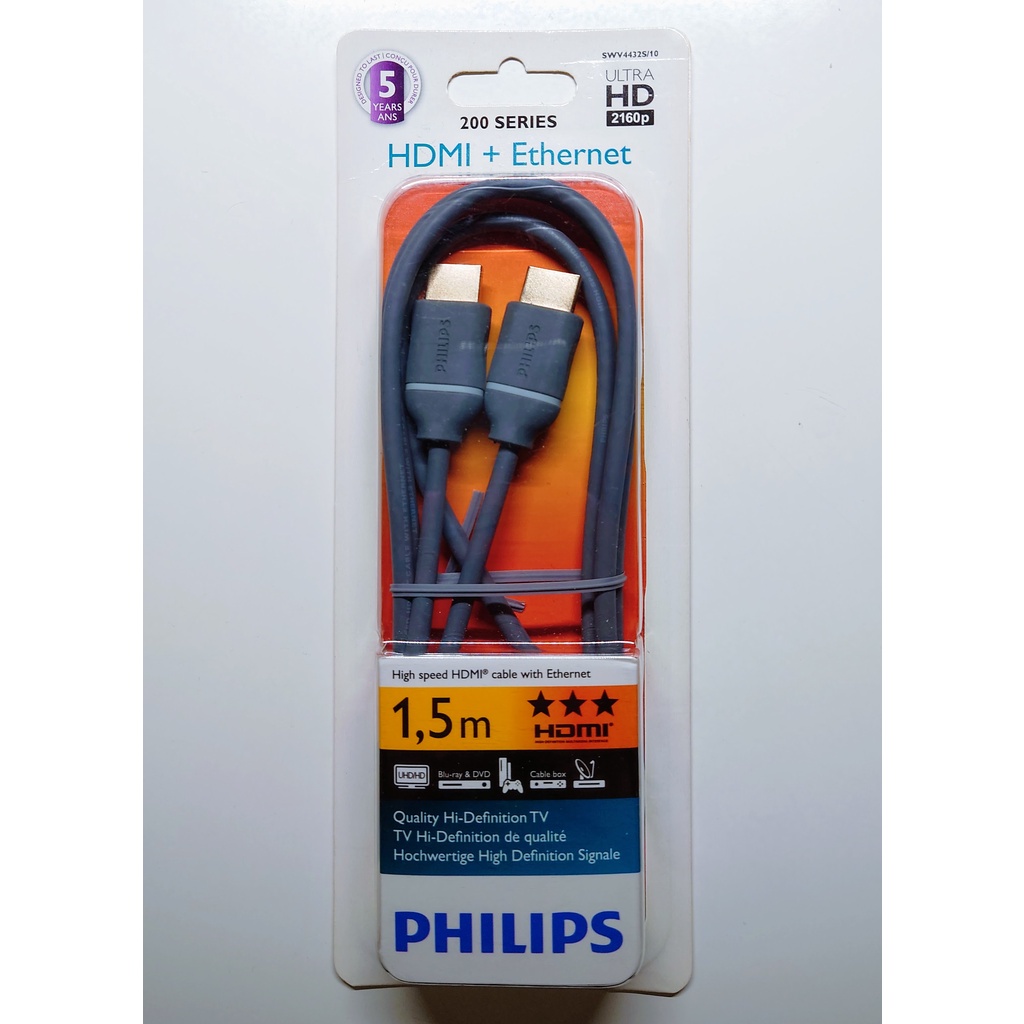 飛利浦 Philips HDMI 傳輸線 200系列 1.5M 黑 公對公 協會認證 SWV4432S/10