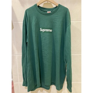 supreme boxlogo t-shirt 長袖 衛衣 綠色 L碼 二手