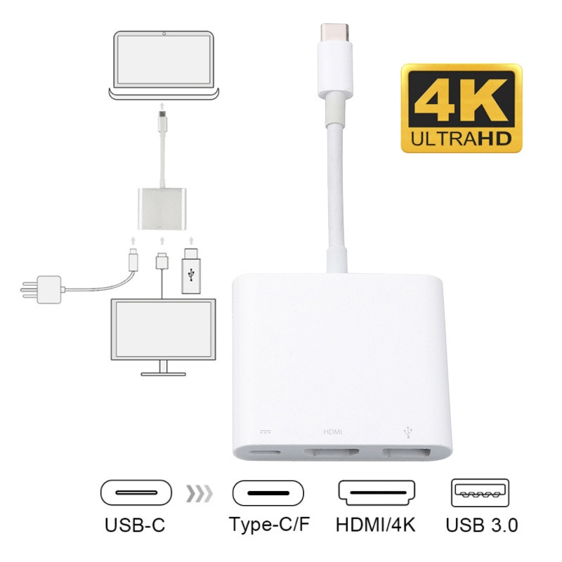 USB 3.1 Type C to HD USB 3.0 HUB 4K USB-C Multi-port Chargin