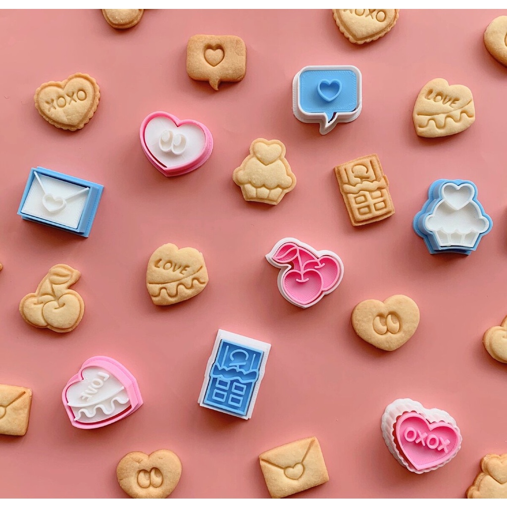 日式情人節愛心餅乾模具巧克力 蛋糕 迷你3D立體曲奇壓模烘焙工具