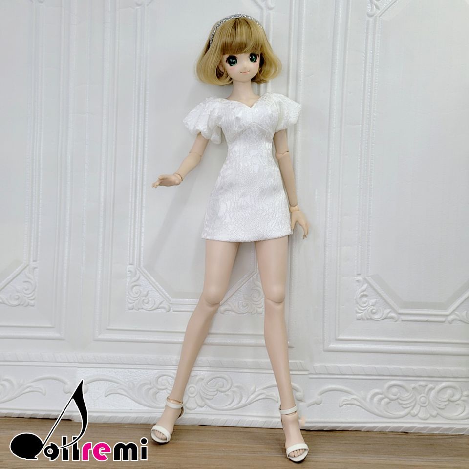 Dollremi◆1/3 白色暗紋短袖洋裝 DD Smart Doll◇現貨◆MonJouJou代理