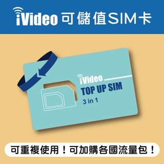 ★iVideo★【可儲值上網SIM卡】可重複使用 儲值卡 隨插即用 日本 歐洲 紐澳 美國 網路卡 上網卡 吃到飽