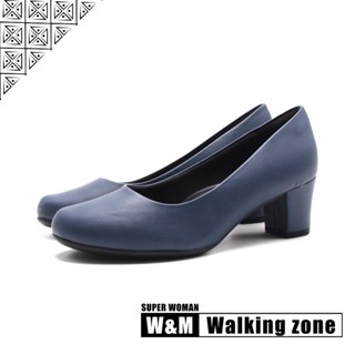 WALKING ZONE SUPER WOMAN系列 圓頭素面女仕中跟鞋 女鞋－丈藍