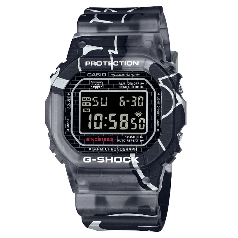 【CASIO 卡西歐】G-SHOCK Street Spirit系列街頭塗鴉藝術方形電子錶(DW-5000SS-1)