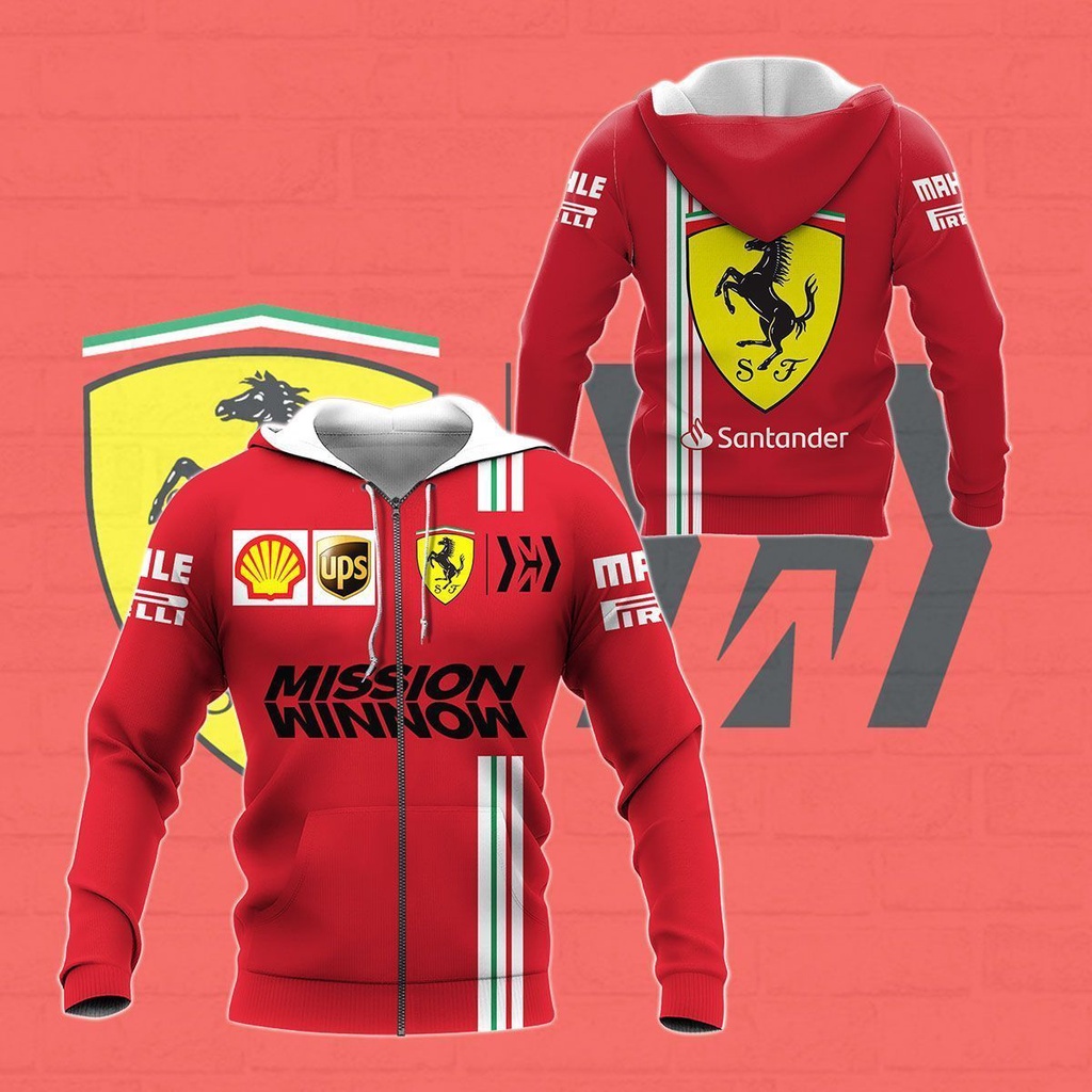 FERRARI F1 法拉利運動衫連帽衫運動服套裝休閒衣服 3D 全身打印