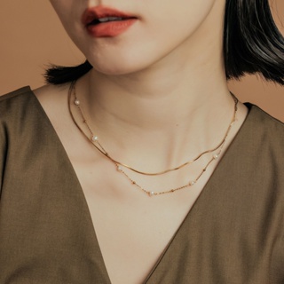 【MIESTILO】點點星光 珍珠雙層項鍊｜2022設計師系列 珍珠項鍊 歐美風格 親膚抗敏 項鍊疊戴