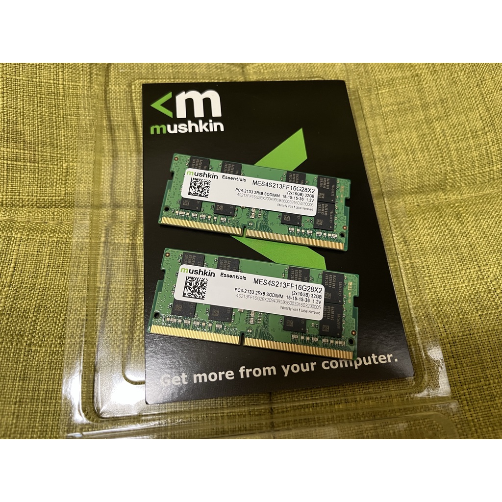 美國品牌 Mushkin Essentials DDR4-2133 SODIMM 32GB (2x16GB) 筆電記憶體
