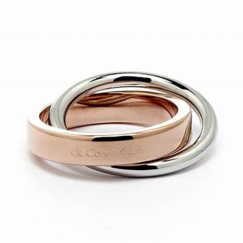 s925純銀Calvin Klein戒指雙環素圈時尚指環男女情侶對戒情人節禮物 情侶對戒 精品