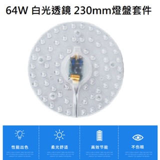 吸頂燈 風扇燈 大功率 圓型燈管改造燈板套件 圓形光源貼片 Led燈盤 透鏡 客廳 展廳 走道 110V 64W 白光