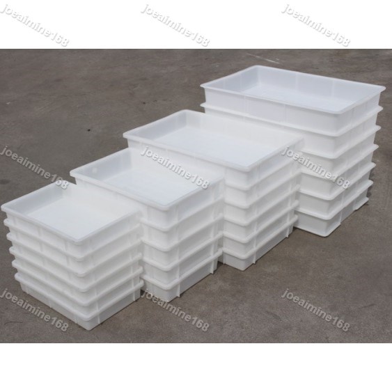 Joe~長方形塑膠小大號盆養殖特大深高加厚工業白色無蓋零件盒塑膠箱盤926