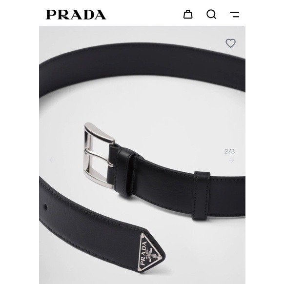 專櫃正品全新5折 🖤 Prada Leather belt 普拉達 精品logo皮帶 專櫃皮帶 復古個性皮帶 Y2K皮帶