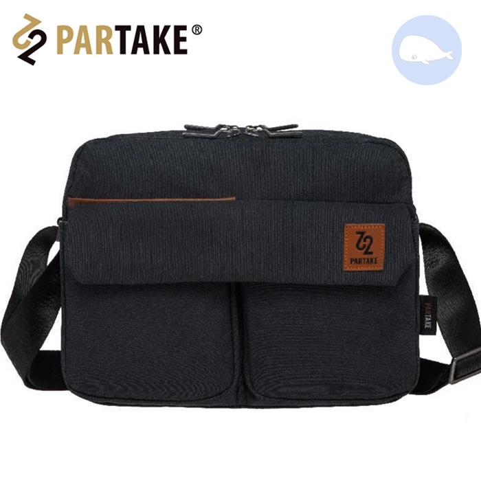 【小鯨魚包包館】PARTAKE 斜背包 側背包 PT21-E3-62BK A4文件可 黑色 藍色 灰色 單寧