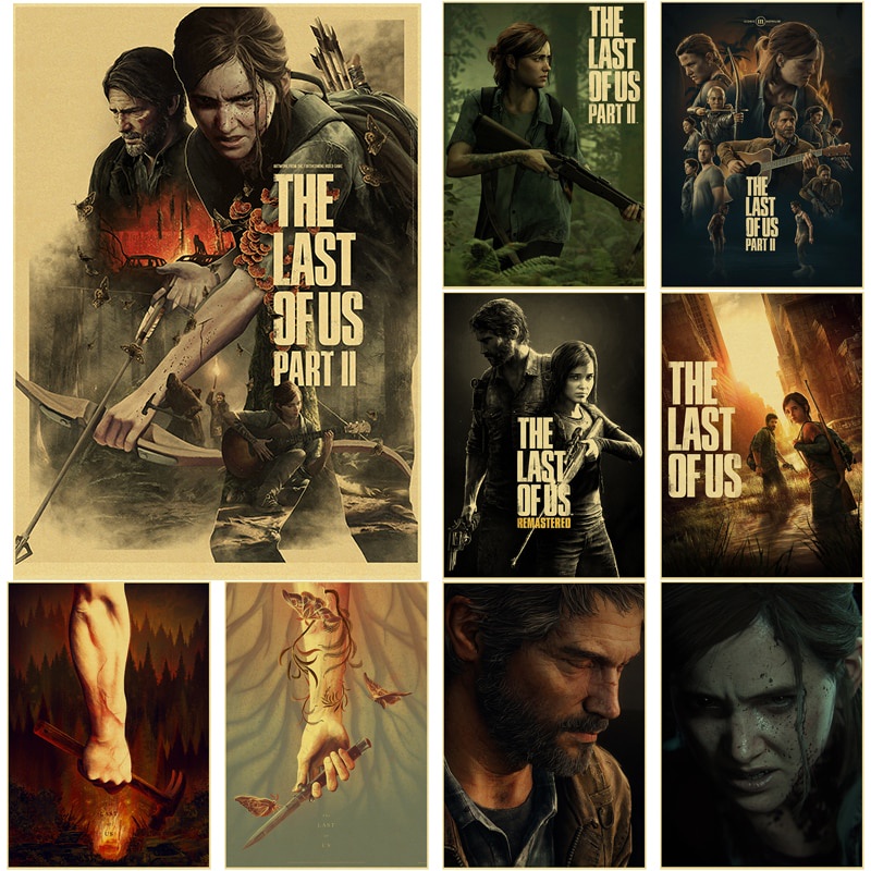 Hot The Last of Us Part 2 海報復古牛皮紙貼紙 DIY 復古房間酒吧咖啡廳裝飾禮品版畫藝術牆帆布