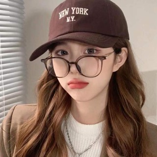 奶茶色眼鏡【送眼鏡盒】平光眼鏡 防藍光 護目眼鏡 大臉顯瘦 男女文藝眼鏡 百搭素顏眼鏡框 日系 護目抗疲勞 鏡架超輕