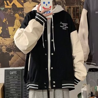 S-3XL 棒球服男 外套男 春秋季新款外套 高階感寬松夾克 潮牌夾克 寬松百搭拼色外套 加絨加厚夾克男