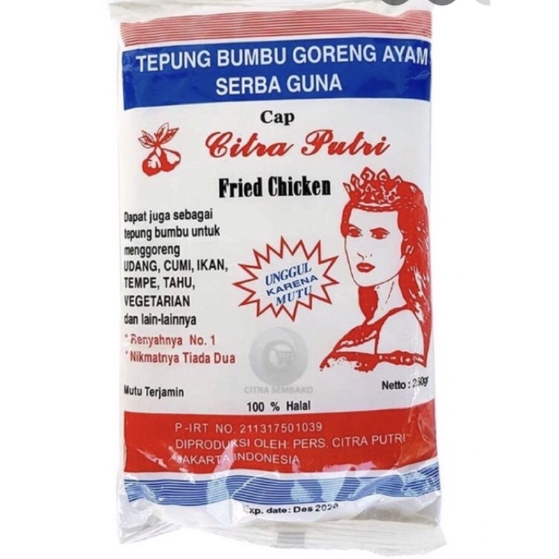 CITRA PUTRI TEPUNG BUMBU GORENG AYAM 印尼 樹薯粉 250g 炸雞粉