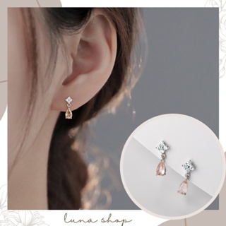 Luna shop✨台灣現貨🚀A24 韓國 熱銷 S925 橘色 水滴 鋯石 百搭 耳環 耳針 耳釘 耳飾 飾品 女飾