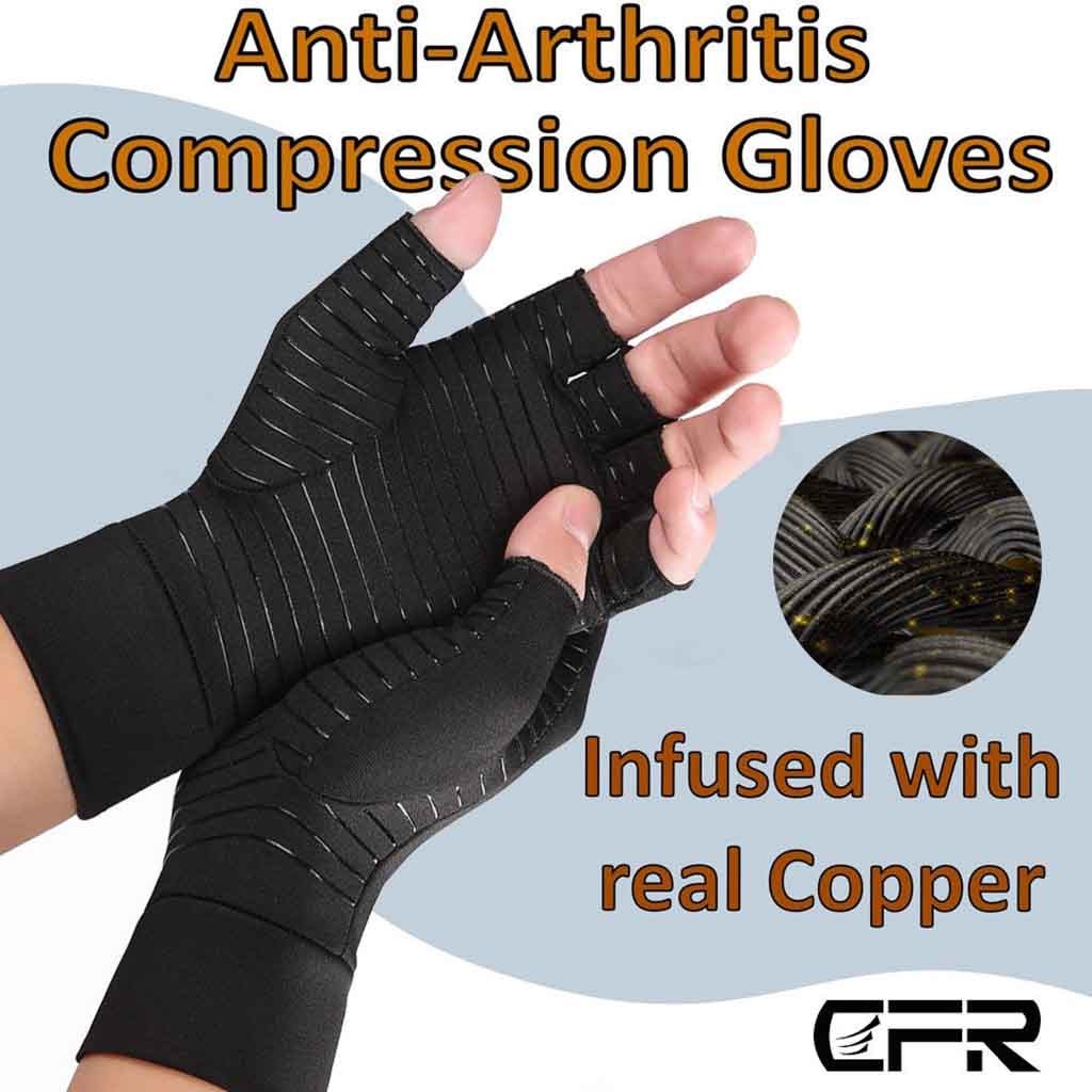 Compression Arthritis Gloves Indoor Sports Copper Fiber Heal 蝦皮購物