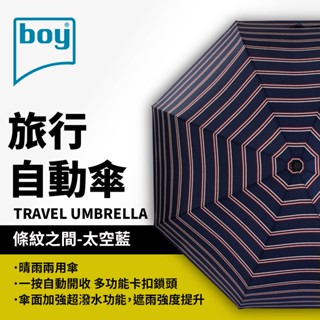 【德國boy】晴雨兼用三折旅行自動傘-太空藍 方便 旅行 掛勾 快乾