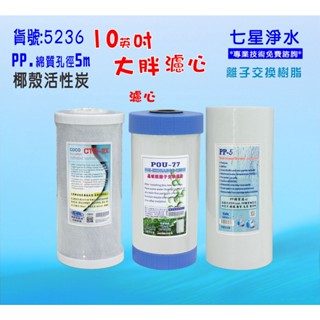 【七星淨水】10英吋大胖活性炭濾心.除泥除雜質除氯除垢.水塔過濾器地下水.養殖.貨號:5236