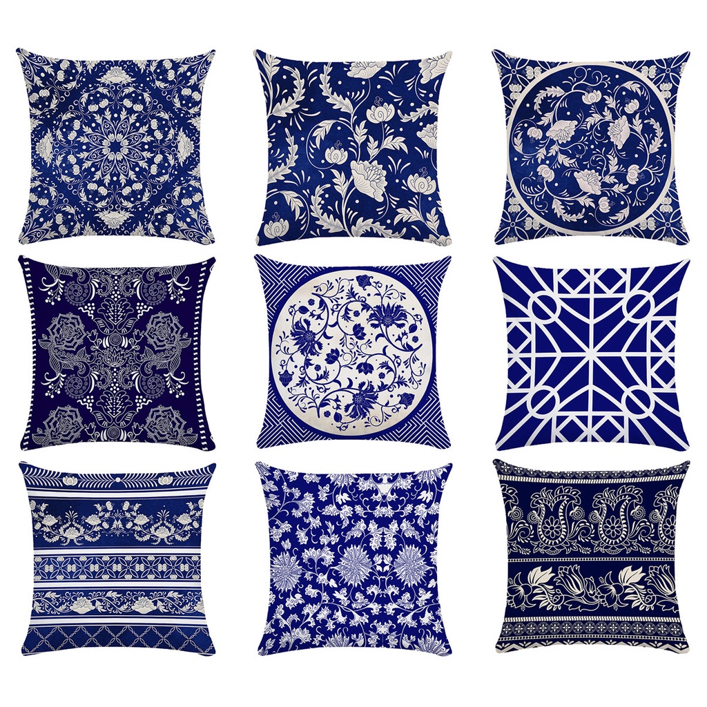藍色枕頭套 40×40,45×45,50 × 50,60 × 60,70 × 70方形抱枕套, 家居裝飾墊枕