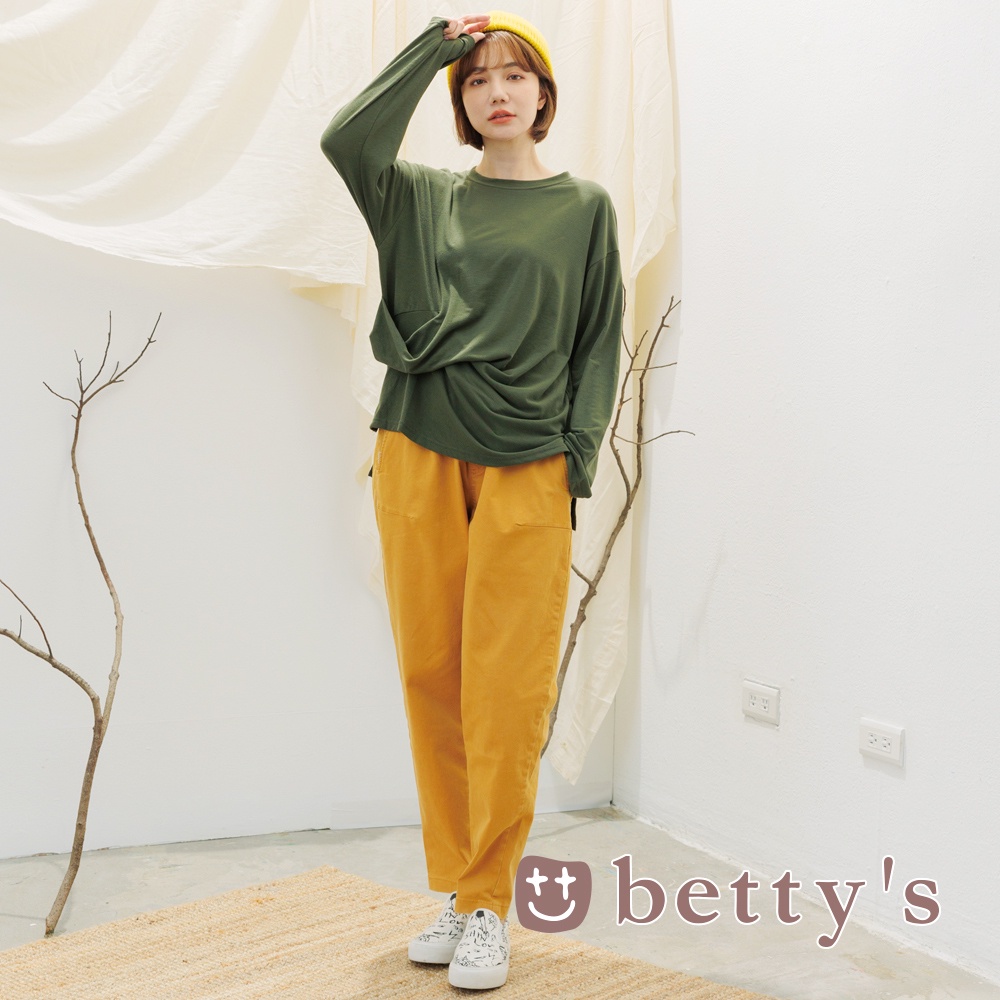 betty’s貝蒂思(15)鬆緊腰圍抽繩休閒褲(黃色)