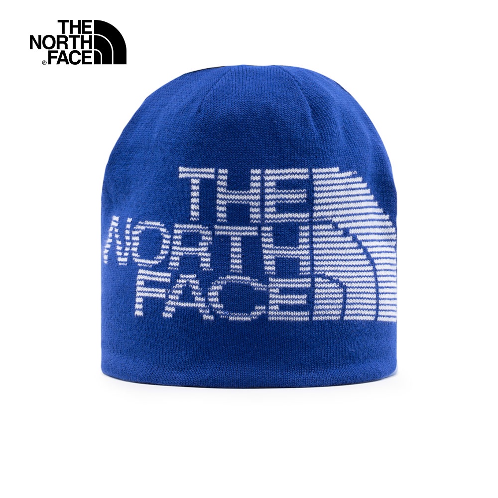 The North Face北面男女款藍色雙面戴保暖針織毛帽｜7WLAZXC