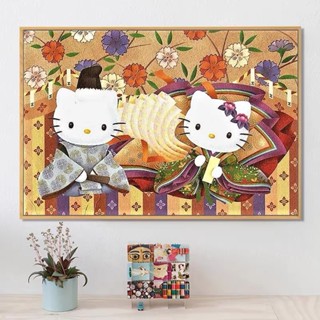 品都 HelloKitty貓 凱蒂貓diy數字油畫 卡通家居 兒童房臥室裝飾掛畫（要自己上色🎨）