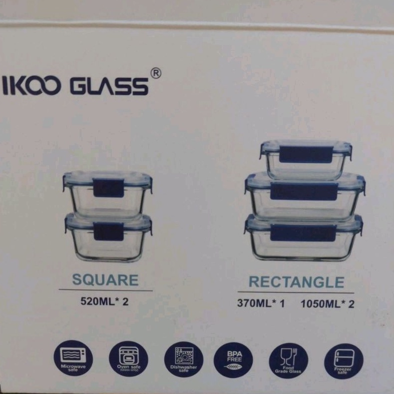 【IKOO GLASS】耐熱玻璃保鮮盒5件組