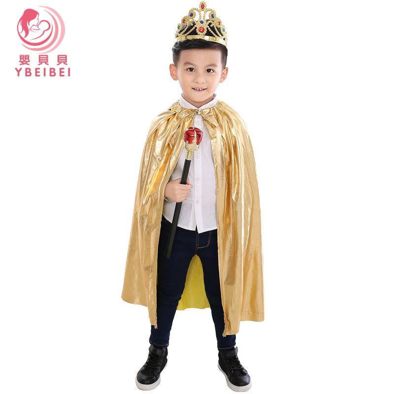 男童裝 萬聖節服裝 兒童 兒童王子公主國王披風萬圣節化妝舞會cosplay服裝角色裝扮頭篷