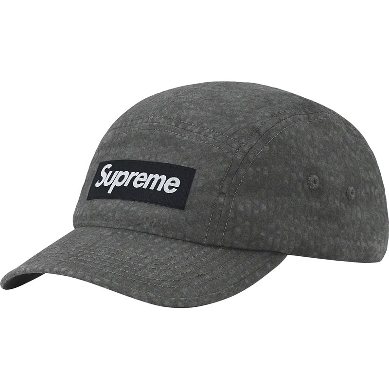 SUPREME SS22 Washed Seersucker Camp Cap 五分割帽 (黑色) 化學原宿