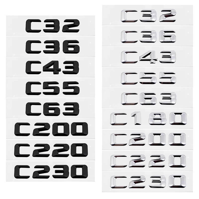 賓士 Benz C32 C36 C43 C55 C63 C180 C200 C220 C230金屬字母數字車貼排量標%潮