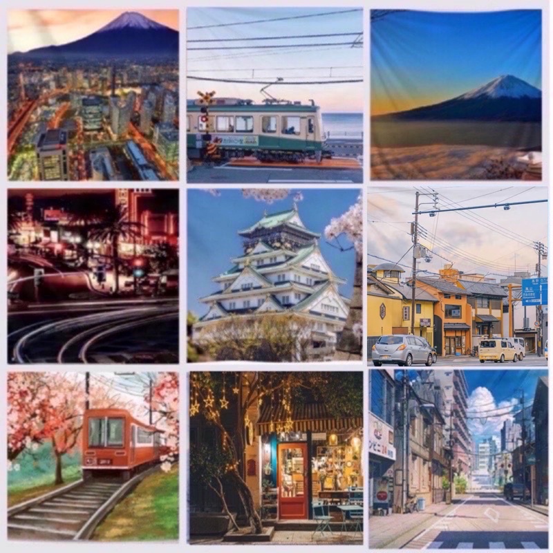 日本極景系列掛布背景布掛毯家居裝飾桌布浮世繪富士山東京 蝦皮購物
