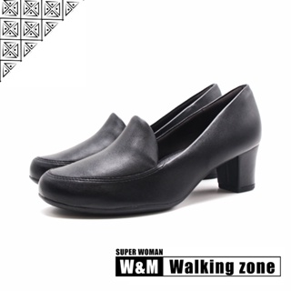 WALKING ZONE SUPER WOMAN系列 圓頭素面女仕樂福低跟鞋 女鞋－黑