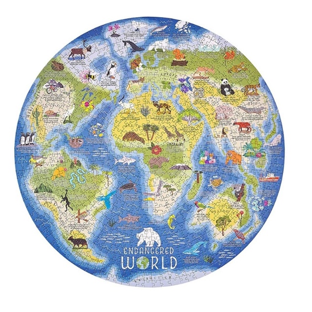 🍁贈送膠水和刮板 英國 Ridley's 1000片圓形拼圖 世界瀕危動物 拼圖 禮物 ■ 建燁針車行 縫紉 ■