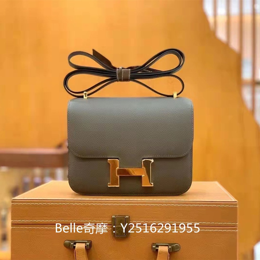 Belle HERMES 愛馬仕 mini 19cm Constance 康康包 大象灰 金扣 肩背包 #7