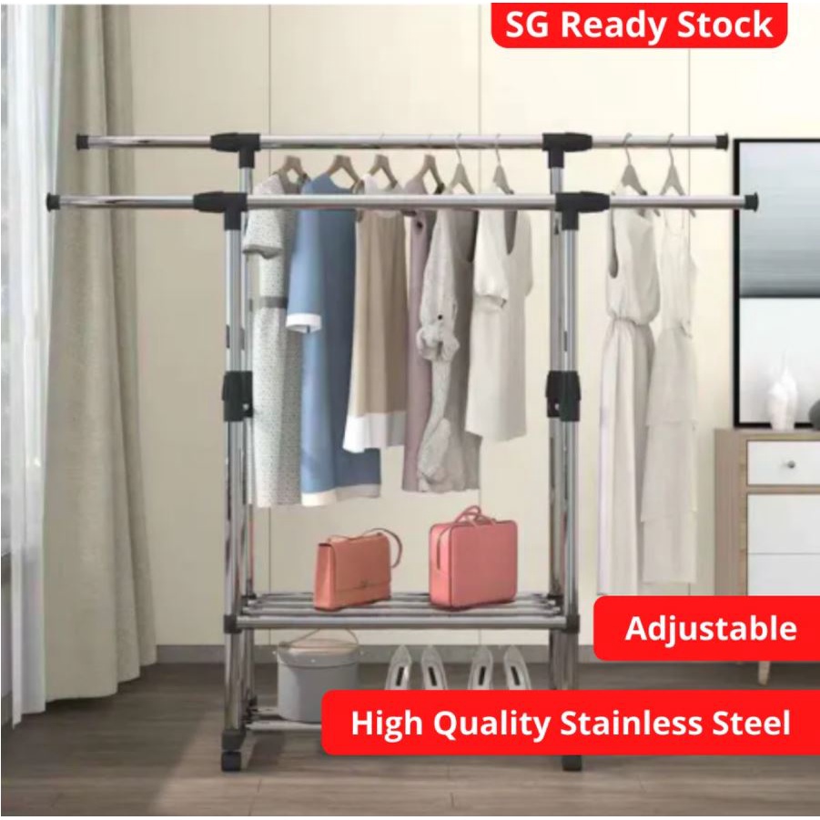 Double-pole Stainless Steel Clothes Rack Stand | Clothes Han