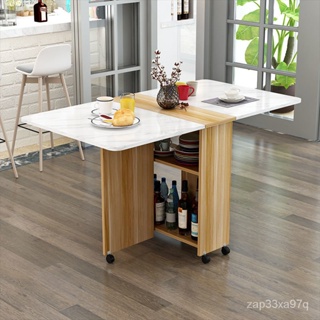 小桌子 傢用可移動餐桌小戶型 長方形折疊多功能可伸縮簡易帶輪喫飯 OR41