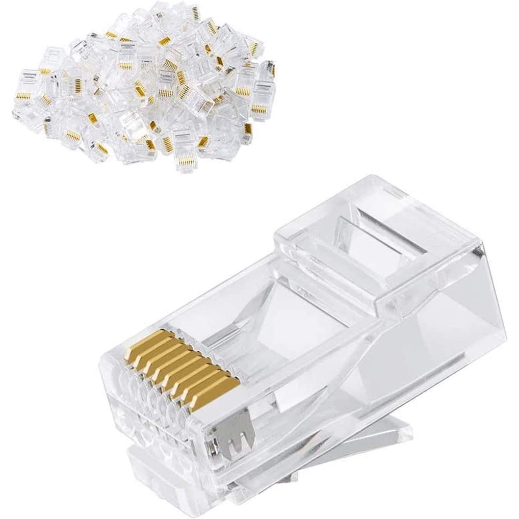 【Suey電子商城】RJ45水晶頭 Cat5 Cat6 網路水晶頭8P8C 鍍金三叉 網路接頭 穿透式 | 傳統式