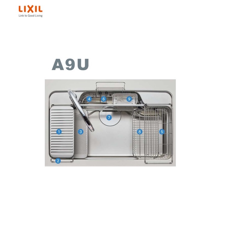 愛琴海廚房 日本驪住LixiL  A9U SUNWAVE 不鏽鋼壓花靜音3D W多功能水槽 滴水盤 置物架