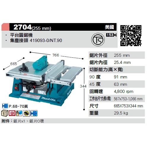 MAKITA 牧田 2704 平台圓鋸機255MM (含稅)