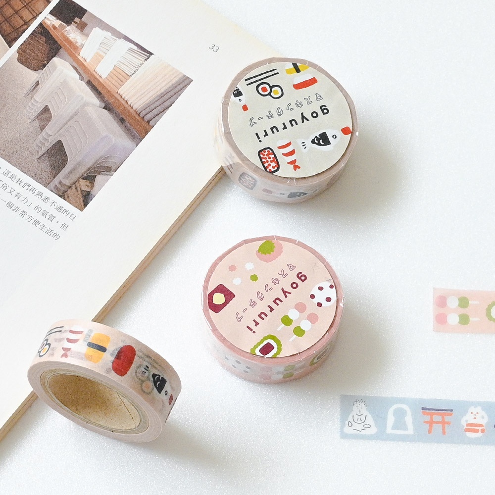 50cm分裝 |  ごゆるり 和風柄紙膠帶 -日本製- 🍣🍡⛩️壽司、和菓子、祈福小物圖案
