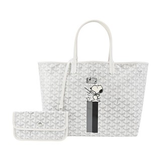 GOYARD SNOOPY 聯名款條紋塗料帆布LOGO子母購物包(小)｜JS Maxx官方旗艦館