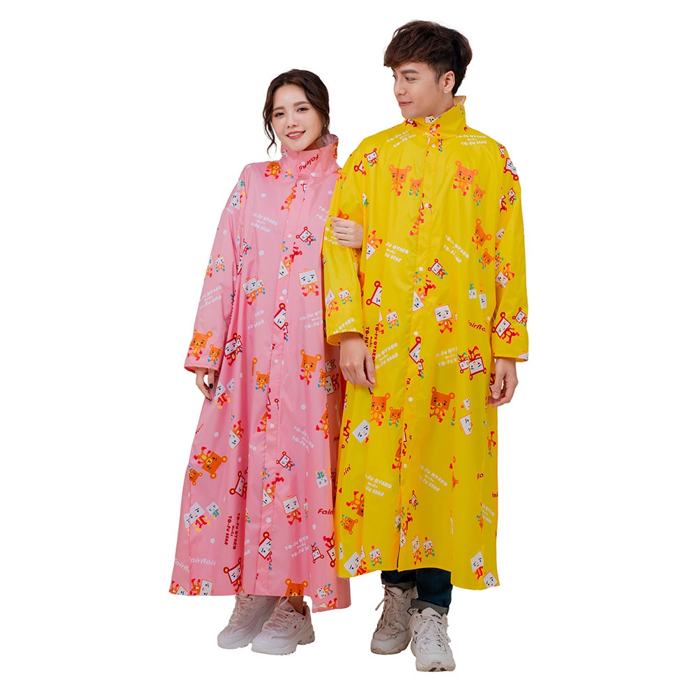【飛銳 FairRain】親子豆腐熊可愛前開式雨衣(成人款) SGS檢驗認證 日本授權 一件式雨衣