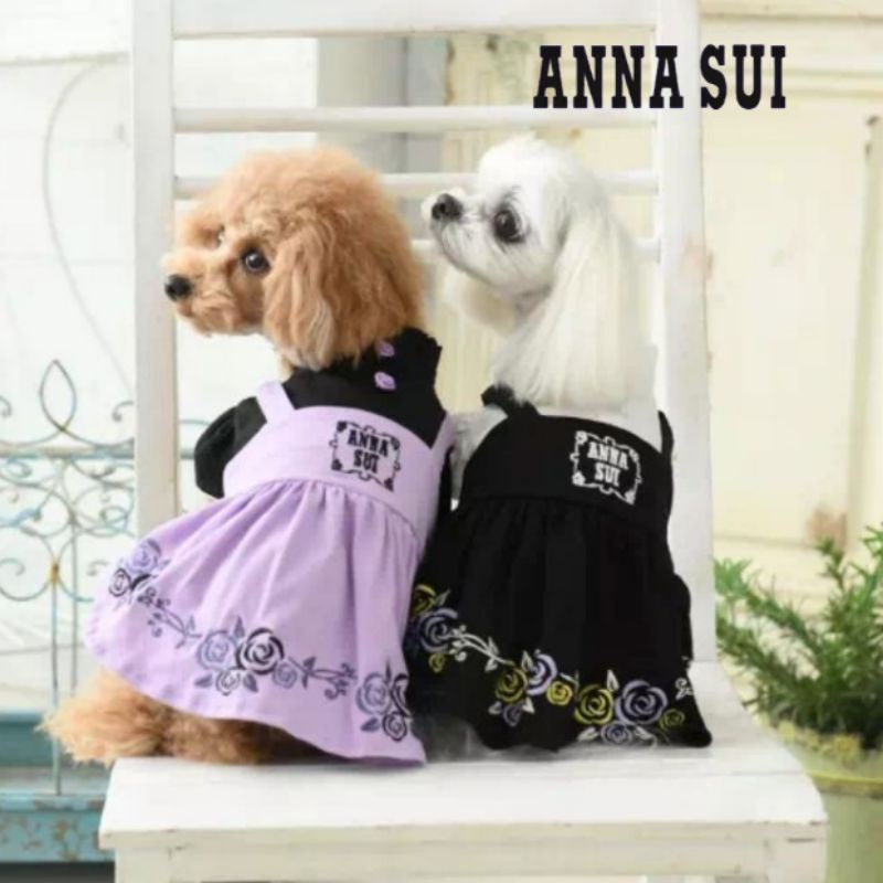 【斷碼出清】日本ANNA SUI寵物假兩件玫瑰刺繡洋裝 2色選 小型犬衣服