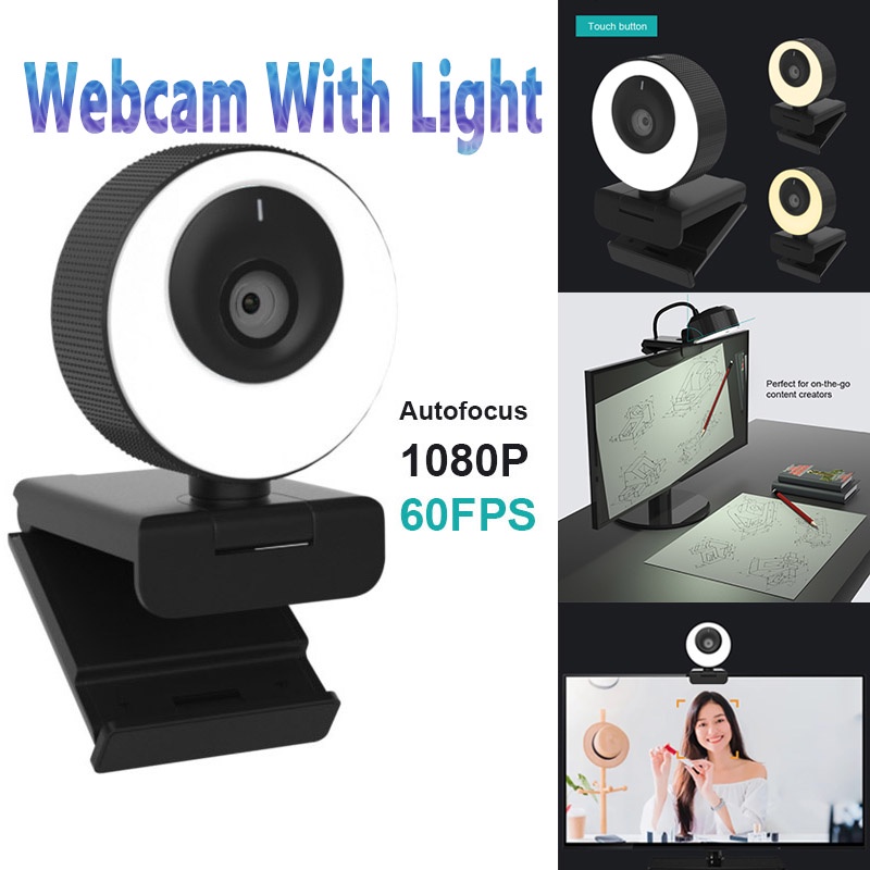 1080P Webcam 60FPS Autofocus HD Web Camera with Microphone R