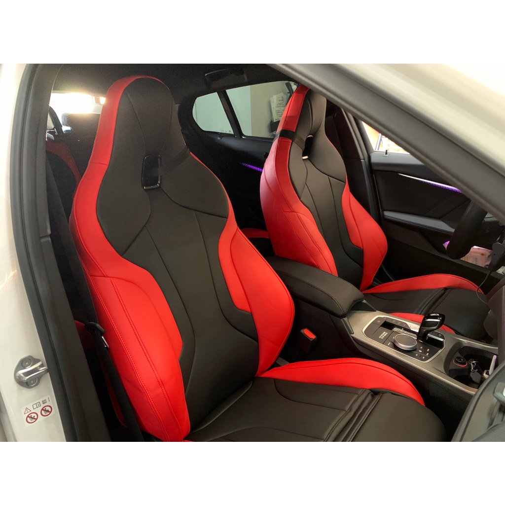 BMW 118/218賽車椅 絨布升級跑革化紅黑雙色皮椅 獨一無二 專用款訂製椅套 客製化皮革與配色椅套 多數車款可製作